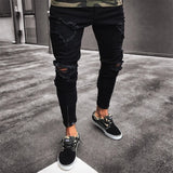 WIAOFELLAS  -  Size S-4XL Men Ripped Jeans Spring Summer Autumn Fashion Casual Hole Slim Fit Skinny Stretch Long Denim Pants Streetwear