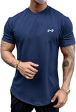 Wiaofellas  -  Men's Short Sleeve Sport T-Shirt Summer Solid Color Roung Neck Gym Slim Tees Youth Casual Breathe Running Top