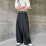 Wiaofellas  -  Designer New Chinese Style Pleated Loose Wide Leg Pants Embroidery Casual Straight Pants Autumn