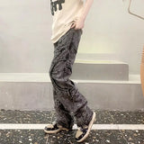 Wiaofellas  -  Cyber Y2K Fashion Baggy Pleated Stacked Jeans Cargo Pants Men Clothes Straight Retro Washed Black Long Trousers Ropa Hombre