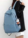 WIAOFELLAS  -  Large-capacity solid color backpack Korean school bag male student backpack