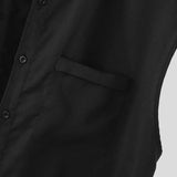 WIAOFELLAS  -  Men Shirt Solid Color O-neck Sleeveless Summer Button Casual Men Clothing Streetwear 2025 Loose Fashion Male Shirts