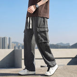 WIAOFELLAS  -  American Fashion Cargo Jeans Retro Loose Jeans Straight Leg Jeans High Quality Fabric Comfortable Skin Friendly Breathable Jeans