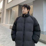 WIAOFELLAS  -  Patchwork Parka Jacket Men's Fashion Splicing Stand Collar Windproof Parkas Korean Female Male All-match Down Cotton Padded Coat