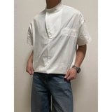 Wiaofellas  -  Stylish Thin Cotton Linen Shirt Men Summer Fashionable Seven Sleeve Shirt Trendy Men Pairing Handsome Loose Fit round Neck