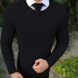 WIAOFELLAS  -  Men's Sweater Autumn And Winter New Round Neck Solid Color Fashion Simple Casual Large Size Sweater