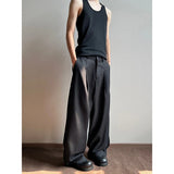 WIAOFELLAS  -  Grey Black Suit Pants Men Oversized Fashion Society Mens Dress Pants Korean Loose Wide Leg Pants Mens Office Formal Trousers