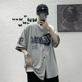 WIAOFELLAS  -  Jersey Shirt Mens West Coast Vibrant Street American Hip-Hop Tops Baseball Short Sleeve All-Match Youthful Men's Clothing