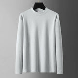 WIAOFELLAS  -  Men's Mock Neck Pullover Autumn Slim Fit T-shirt Fashion High Elastic Long Sleeve Tshirt Men Casual Breathable Apparel Pullovers