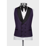 Wiaofellas  -  Men Suits 3 Piece Solid Color Chic Single Button Shawl Lapel Tuxedo Wedding Groom Party Formal Male Suit (Jacket+Vest+Pants)