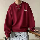 WIAOFELLAS  -  No Hat Hoodies Men Baggy Plus Velvet Thicken Sweatshirts Handsome Warm Print Design Korean Fashion All-match High Street Daily