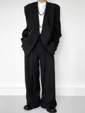 WIAOFELLAS  -  Trendy High Waist Drawstring Trousers Mens Streetwear Stylish Pleated Suit Pants Spring Autumn Casual Solid Color Loose Trousers