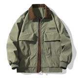 WIAOFELLAS  -  Vintage Cargo Jacket Men American Casual Loose Baseball Jersey Coat Multi Pockets Loose Streetwear Spring Autumn Couple Tops