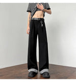 WIAOFELLAS  -  New Simple Men's Suit Pants Drape Striped Design Pleated Contrast Color Straight Wide Leg Male Trousers All-match