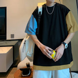 WIAOFELLAS  -  Shadowless wall ice crew-neck T-shirt Loose all decorative chain men's crew-neck T-shirt breathable