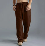 WIAOFELLAS  -  Fashion Summer New Men's Cotton Linen Casual Pants Breathable Loose Trousers For Male Solid Elastic Waist Long Sweatpants S-5XL
