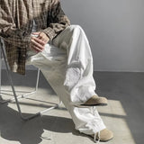 Wiaofellas  -  Y2K Patchwork Pockets Straight Pants Mens Streetwear Spring Summer Fashion Solid Color Cargo Pants For Men Vintage Loose Pants
