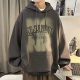 WIAOFELLAS  -  New Goth Letter Print Hooded Sweatshirts For Men Vintage Cotton Fleece Hoodies Hip Hop Fashion Y2K Streetwear Hoody Clothes