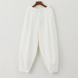 WIAOFELLAS  -  Autumn Mens Cotton Wide Leg Pants Men Solid Color Oversized Jogger Trousers Male Elastic Waist Streetwear Hanfu Linen Pants