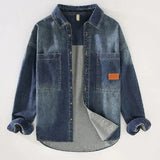 WIAOFELLAS  -  New Autumn Denim Lapel Long Sleeve Men's Shirt Fashion Jacket Loose Casual Versatile Jacket