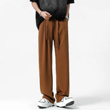 WIAOFELLAS  -  Summer Casual pants Men Fashion Oversized Wide Leg Pants Men Korean Loose Straight Ice Silk Pants Mens Suit Pants Trousers M-3XL