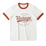 WIAOFELLAS  -  Men Vintage Letters Printed Fashion Casual Boyfriend Pure Cotton Short Sleeve T-shirt Man Summer Harajuku T Shirt Couple Tshirt
