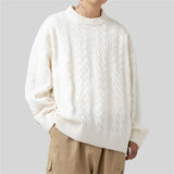 WIAOFELLAS  -  Winter Striped Sweater Men Harajuku Knitted Solid Jumpers Oversized Streetwear Hip Hop Men Casual Warm Black Pullover Sweaters