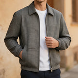 Wiaofellas  -  New Casual Mens Plaid Printing Jackets Autumn Vintage Zip-up Turn-down Collar Jacket Coat Daily Leisure Men Long Sleeve Cardigan