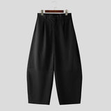 Wiaofellas  -  Men Striped Pants Button Loose Joggers Casual Wide Leg Trousers Men Streetwear Baggy Fashion Leisure Long Pants Men