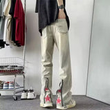 WIAOFELLAS  -  American High Street Men's Jeans Spring Autumn New Slim Design Wide Leg Straight Cut Trousers Harajuku Sle Qui Dry Cotton...