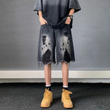 WIAOFELLAS  -  Ripped Casual Denim Y2k Shorts Men'S New Summer Thin American Trend Fashion Mid-Pants High Street Loose Five-Point Pants