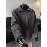 WIAOFELLAS  -  Mens American Style Long Sleeve T Shirt Turn Down Collar Sweatshirt With Wheat Pattern