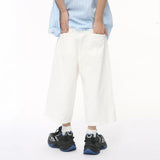 Wiaofellas  -  Men's Wear Summer New Korean Style Solid Color Minimalist High Street Wide Leg Calf-length Jeans