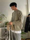 WIAOFELLAS  -  New Winter Men's Sweaters Casual Round Collar Knitting Tops Thickened Pullover Male Loose Tops Niche Design