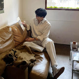 WIAOFELLAS  -  Stripe Long Sleeve Shirt Men Early Autumn High Quality Texture Casual Wrinkle Free Drape