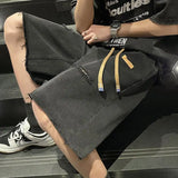 Wiaofellas  -  Men's New Style Spliced button Zipper Pockets Fashionable Loose Versatile Casual Denim Shorts