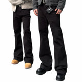 Wiaofellas  -  Spring Autumn Korean Style Men's Straight-leg Suit Pants Loose-fit Casual black Wide-leg Trousers Drag-ground Pants