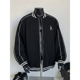 WIAOFELLAS  -  New Men's Casual Jacket Coat Embroidery Letter Logo Striped Patchwork College Baseball Jackets Zipper Outerwear Male Clothes