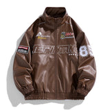 Wiaofellas  -  Autumn Embroidery Motorcycle Leather Jacket Men Casual Vintage Overcoat Biker PU Leather Streetwear Zipper Bomber Jackets Male