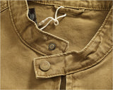 WIAOFELLAS  -  Classic vintage button-down biker jacket top men's youth cotton khaki do old wash cargo coat trend