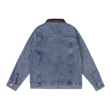 Wiaofellas  -  Men Solid Denim Jackets Fashion Motorcycle Vintage Jeans Jackets Hommes Loose Cotton Casual Black Pink Coats Denim Outwear