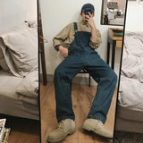 Wiaofellas  -  Denim Jumpsuits Male Solid Basic Overalls High Street Man New Hot Sale Blue Vintage Fashion Man Casual Loose Wild Jumpsuit