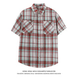 Wiaofellas  -  Blue Plaid Short Sleeve Shirt Men's Summer Cleanfit Half Sleeve Top Cool Handsome Five Sleeve Shirt Loose Fit Moisture Wicking
