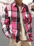 WIAOFELLAS  -  Fashionable and Elegant Lapel Checkered Men's Shirt Retro Furry Casual Long-sleeved Jacket Loose Versatile Shirt