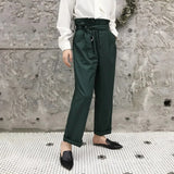WIAOFELLAS  -  Mens Trousers Belt Decoration Casual Pants Autumn British Style Business Commuting Wild Straight Harem Pants Men'S Clothing