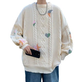 Wiaofellas  -  Brand Japan Embroidery Sweaters Men Loose O Neck Vintage Sweater for Male Fashion Autumn Winter New Man Clothes