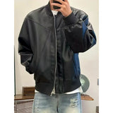 WIAOFELLAS  -  Brown Leather Jacket Men Fashion Casual Black Motorcycle Jackets Men Streetwear Hip-hop Loose Bomber Jacket Mens Outwear M-3XL
