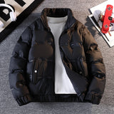 Wiaofellas  -  Fashionable Winter Men's Cotton Jacket Men's Coat Thick Warm Bright Color Men's Stand Up Collar Shorts Bread Jacket