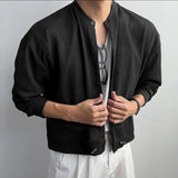 WIAOFELLAS  -  Men Shirt Solid Hollow Out See Through Long Sleeve Men Clothing Sexy Streetwear Fashion Party Casual Tops Male Shirts