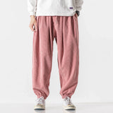 WIAOFELLAS  -  Spring Autumn Men's Elastic Waist Harem Pant Punk Hip Hop Straight Casual Trousers Joggers Male Harajuku Corduroy Streetwear